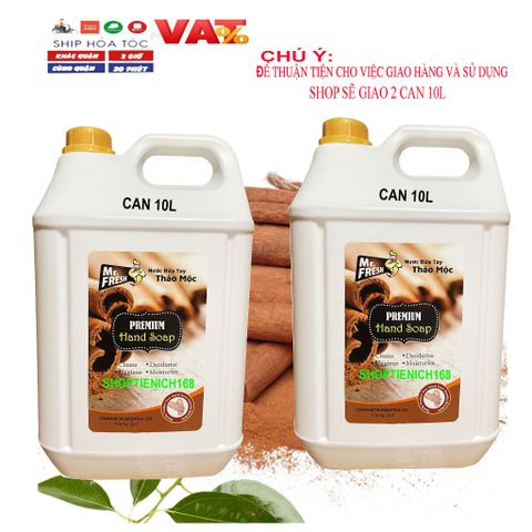 Nước Rửa Tay Khử Mùi Mr. Fresh 20L Hương Quế - Sạch Khuẩn, Mềm Mại, Chăm Sóc Da, Giao 2 Can 10L