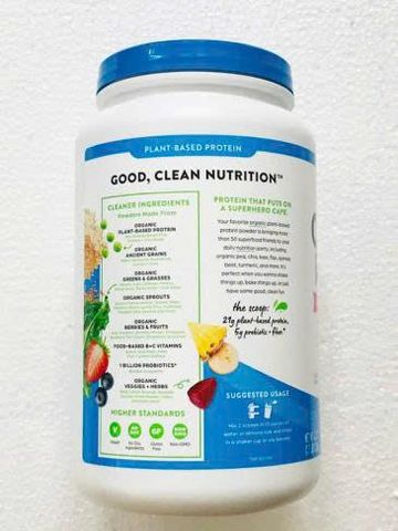 Bột Protein Hữu Cơ Orgain Organic Protein & Superfoods Hương Vani - 21g Protein Tăng Cơ, Hỗ Trợ Miễn Dịch, Dễ Pha Chế