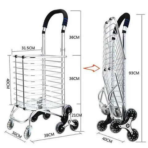 Xe Kéo Đi Chợ 3 Bánh Leo Cầu Thang Cao Cấp 801 - Hợp Kim Nhôm Siêu Nhẹ, Thiết Kế Bánh Xoay 360 Độ, Dễ Dàng Di Chuyển