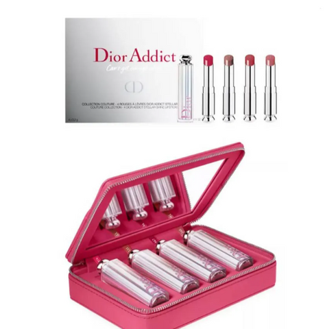 Set Son Dior Addict Can't Get Enough Shine 4 Màu Sang Trọng Kèm Túi - Mỹ Phẩm Tỏa Sáng Cho Bạn Nữ Cá Tính