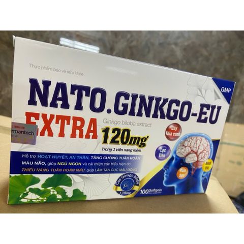 Viên Bổ Não NATO Ginkgo Biloba EXTRA 120mg - Tăng Cường Tuần Hoàn Não, Giúp Giảm Chóng Mặt, Hoa Mắt, Cải Thiện Trí Nhớ (Hộp 100v)