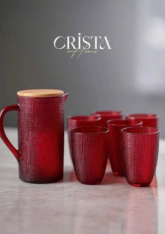 Bình Thủy Tinh Crista 1L - Vân Lưới Dập Nổi Sang Trọng, Màu Sắc Nổi Bật, Quà Tặng Cao Cấp Cho Tiệc Tùng