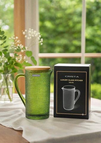 Bình Thủy Tinh Crista 1L - Vân Lưới Dập Nổi Sang Trọng, Màu Sắc Nổi Bật, Quà Tặng Cao Cấp Cho Tiệc Tùng