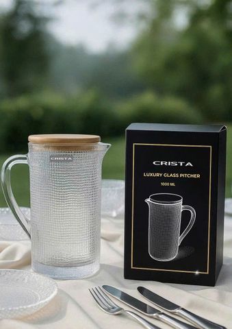 Bình Thủy Tinh Crista 1L - Vân Lưới Dập Nổi Sang Trọng, Màu Sắc Nổi Bật, Quà Tặng Cao Cấp Cho Tiệc Tùng