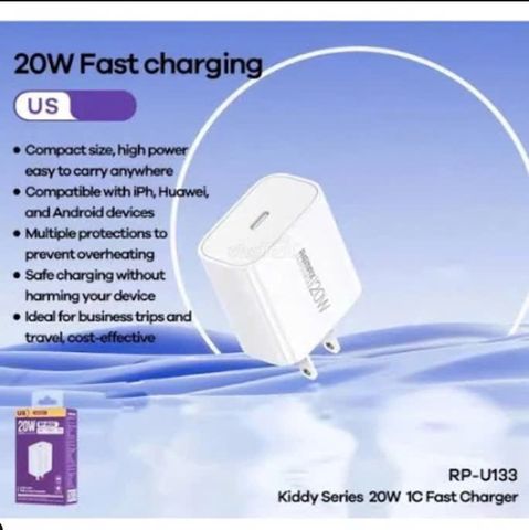 Cóc Sạc Nhanh Remax 20W RP-U133 - Sạc Tiết Kiệm Thời Gian Cho iPhone và Android, Thiết Kế Nhỏ Gọn, Tiện Lợi Mang Theo