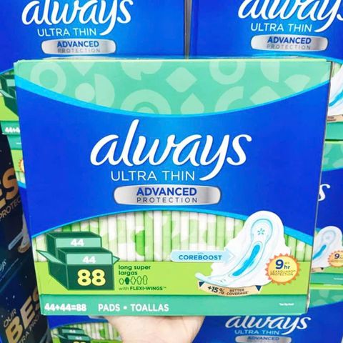 Băng Vệ Sinh Siêu Mỏng Cánh Always Ultra Thin Advanced Long Super - 88 Miếng Thoải Mái, Khô Ráo, An Toàn Cho Phái Nữ