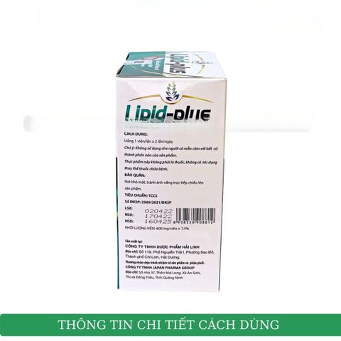 Viên uống giảm mỡ máu Lipid Plus - Hỗ trợ giảm cholesterol, ngăn ngừa xơ vữa động mạch, bảo vệ sức khỏe tim mạch - Chai 30 viên