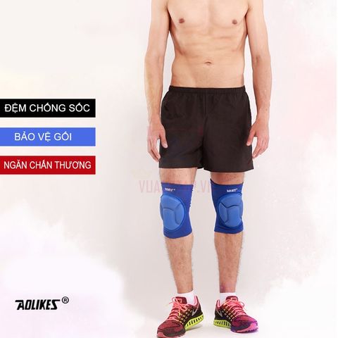 Bó Gối Thể Thao AOLIKES A0217 - Băng Đệm Bảo Vệ Gối Đen/Xanh Cho Bóng Đá, Tập Võ, Chạy Bộ - Phụ Kiện Thể Thao Chất Lượng Cao