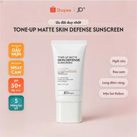 Kem Chống Nắng Nâng Tone Kiềm Dầu JDclinique Tone-up Matte SPF 50+ PA+++ - Bảo Vệ Toàn Diện, An Toàn Cho Da Nhạy Cảm 50ml