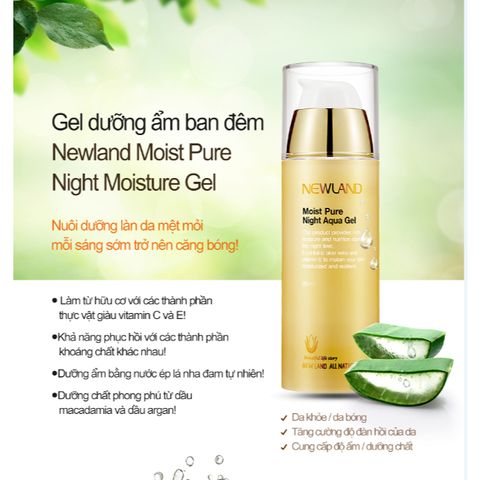 Gel dưỡng ẩm da ban đêm Moist Pure Night Aqua Gel Newland dành cho da mụn