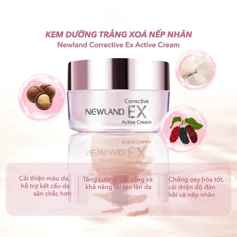 Kem Dưỡng Trắng Da Newland Corrective Ex Active Cream - Hỗ Trợ Dưỡng Trắng, Xóa Mờ Nếp Nhăn, Tươi Mát, Chăm Sóc Da Mặt Hàn Quốc 50g