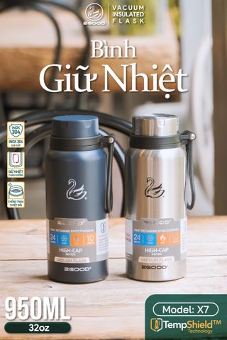 Bình Giữ Nhiệt 2GOOD Wide Mouth X7 950ml - Thép Không Gỉ Cao Cấp, Giữ Nóng Lạnh Tối Ưu, Thiết Kế Sang Trọng, Dễ Vệ Sinh