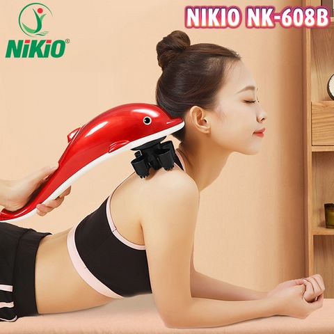 Máy Massage Cầm Tay Cá Heo Nikio NK-608B - Thiết Bị Massage Đa Chức Năng 6 Đầu, 3 Kiểu Rung, Giảm Đau Hiệu Quả, Phù Hợp Mọi Đối Tượng