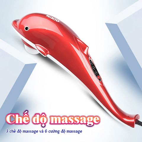 Máy Massage Cầm Tay Cá Heo Nikio NK-608B - Thiết Bị Massage Đa Chức Năng 6 Đầu, 3 Kiểu Rung, Giảm Đau Hiệu Quả, Phù Hợp Mọi Đối Tượng