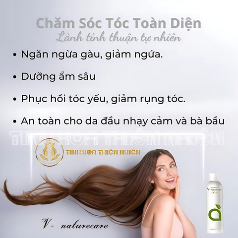 Dầu Gội Thiên Nhiên Vnaturecare 300ml - Giảm Rụng Tóc, Dưỡng Tóc Nhuộm, Thơm Lâu, Không Sulfat, Paraben, Silicon