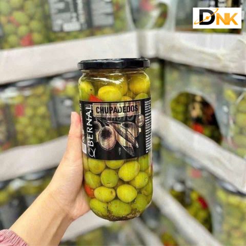 Oliu Xanh Nguyên Hạt Tỏi Đen và Ớt Bernal Chupadedos 658g - Hương Vị Địa Trung Hải Đậm Đà, Lựa Chọn Thực Phẩm Lành Mạnh Cho Bữa Ăn