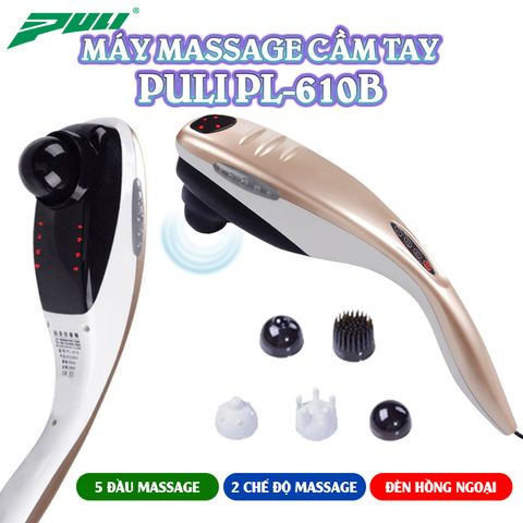 Máy Massage Cầm Tay Puli PL-610B - 5 Đầu Massage Đa Chức Năng, Công Nghệ Rung và Hồng Ngoại, Thư Giãn Cơ Bắp Hiệu Quả