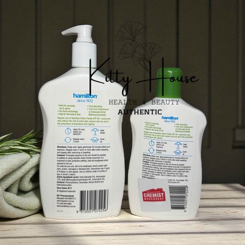 Kem Chống Nắng Hamilton Active Family Lotion SPF 50+ - Bảo Vệ UV Cao, Chống Nước, Dành Cho Người Lớn và Trẻ Em 250ml/500ml