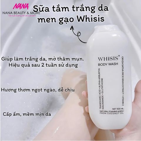Sữa Tắm Whisis Body Wash Dưỡng Da Sáng Khỏe 500ml (Tặng Kèm 1 Bông Tắm) - Nana Shop