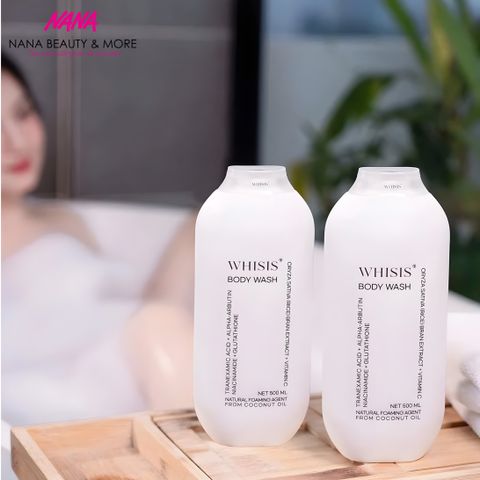 Sữa Tắm Whisis Body Wash Dưỡng Da Sáng Khỏe 500ml (Tặng Kèm 1 Bông Tắm) - Nana Shop