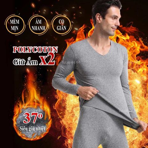 Bộ quần áo giữ nhiệt Nam Quảng Châu - Chất liệu nỉ bông cao cấp, thể thao, thoải mái cho mùa đông, Size XL và 2XL