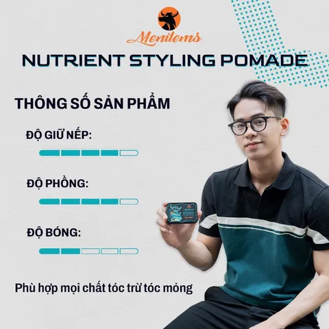 Sáp Vuốt Tóc Menitems Pomade Hương Nước Hoa Giữ Nếp Tự Nhiên 16 Giờ, Dưỡng Tóc Khỏe, Dễ Gội Sạch - 50g