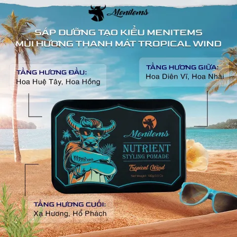 Sáp Vuốt Tóc Menitems Pomade Hương Nước Hoa Giữ Nếp Tự Nhiên 16 Giờ, Dưỡng Tóc Khỏe, Dễ Gội Sạch - 50g
