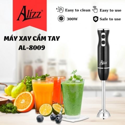 Máy Xay Sinh Tố Cầm Tay 300W Thân Đen ALIZZ AL-8009 - Hiệu Suất Cao, Lưỡi Dao Thép Không Gỉ, Tiện Lợi Cho Mọi Gia Đình