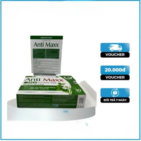 Viên Uống Anti Maxx - Hỗ Trợ Giảm Nguy Cơ Bệnh Trĩ, Tăng Cường Sức Bền Thành Mạch với Diệp Cá & Hạt Dẻ Ngựa - Thực Phẩm Chức Năng