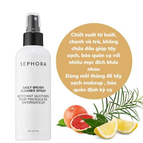 Xịt Rửa Cọ Trang Điểm Sephora Daily Brush Cleaner Spray 199ml - Làm Sạch Nhanh Chóng, Dưỡng Lông Cọ Mềm Mịn, Tiện Lợi Sử Dụng Ngay