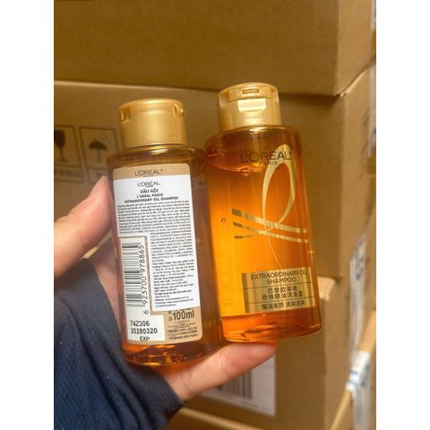 Dầu Gội L'Oreal Mini Tinh Dầu Phục Hồi 100ml - Mềm Mượt, Giảm Chẻ Ngọn, Cho Tóc Sáng Mượt Như Salon