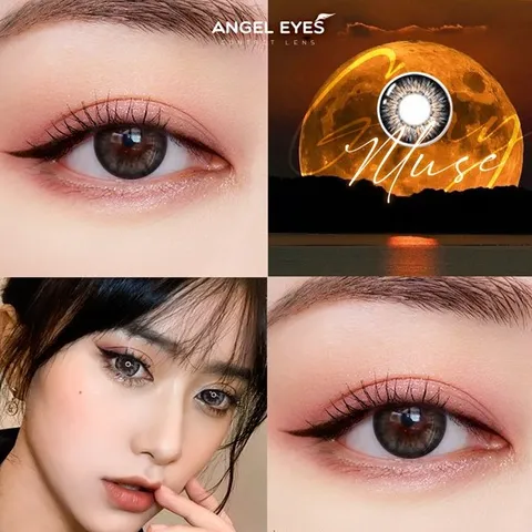 Kính áp tròng Muse màu xám/nâu hiệu Angel Eyes - Đường kính 14.5mm - Không độ