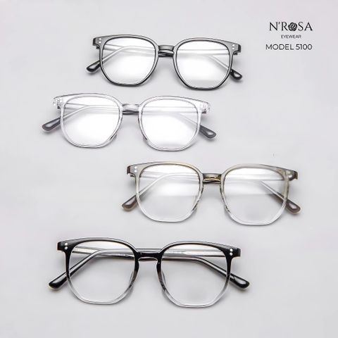 Gọng Kính Cận Unisex Vuông Cổ Điển N’ROSA 5100/5116 - Gọng Nhẹ Dễ Đeo, Thời Trang Học Sinh, Nhân Viên Văn Phòng, Chất Liệu Nhựa Cao Cấp