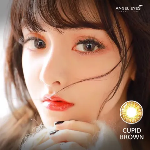 Lens giãn tròng màu nâu và màu xám có độ từ 0-6 Angel Eyes Cupid - Dia 14.5mm