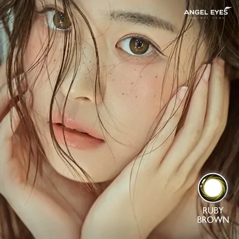Lens nâu tự nhiên Ruby thương hiệu Angel Eyes chất liệu Silicone Hydrogel đường kính 14.2mm
