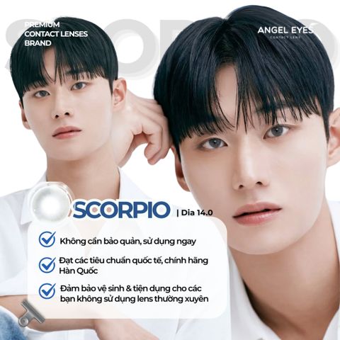 Kính Áp Tròng 1 Ngày SCORPIO Xám Tự Nhiên 14.0mm - Độ Cận 0-8 - Angel Eyes, Đôi Mắt Quyến Rũ, Thời Trang Fandom Bọ Cạp