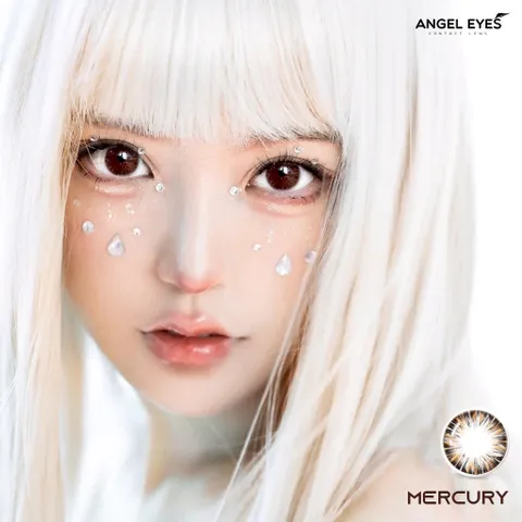 Lens nâu giãn tròng Mercury thương hiệu Angel Eyes chất liệu Silicone Hydrogel đường kính 14.5 không có độ
