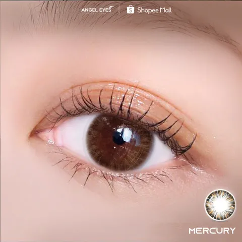Lens nâu giãn tròng Mercury thương hiệu Angel Eyes chất liệu Silicone Hydrogel đường kính 14.5 không có độ
