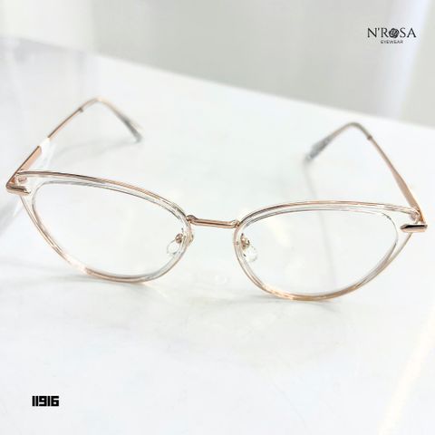 Gọng Kính Cận N’ROSA Angel Eyes - Kính Mắt Mèo Thanh Lịch, Thiết Kế Sang Trọng, Phong Cách Thời Thượng, Đen/Hồng/Vàng Bạc