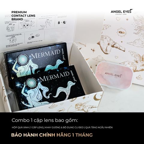 Kính Áp Tròng Xanh Mermaid Angel Eyes - Độ Cận 0-9, Dia 14.5mm, Chống UV, Duy Trì Độ Ẩm, Thoải Mái Các Hoạt Động Hằng Ngày