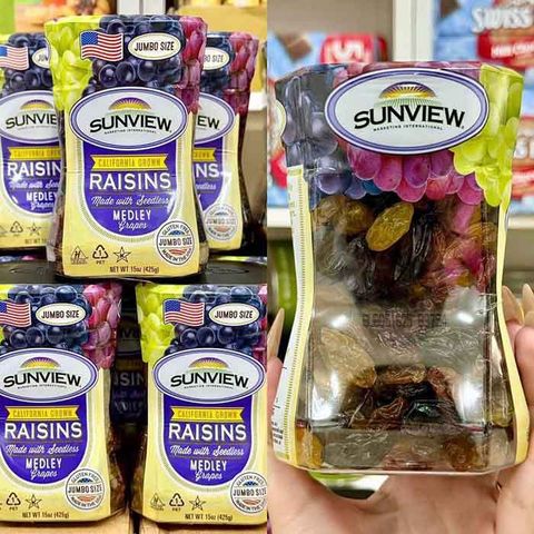 Nho Khô Sunview Rainsins 454G - Snack Bổ Dưỡng Từ Mỹ, Hương Vị Ngọt Tự Nhiên, Lý Tưởng Cho Ăn Vặt Và Chế Biến Thực Phẩm