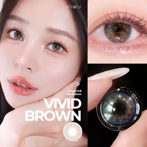 Kính áp tròng cận N’Rosa Vivid Brown 0-8 độ - Lens nâu tự nhiên cao cấp, an toàn cho mắt, giúp thẩm mỹ và thu hút.