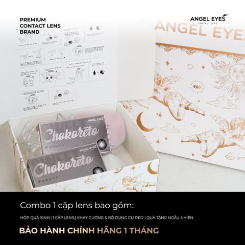 Kính giãn tròng màu nâu Chokoreto Angel Eyes 0.00 - 8.00 độ, lens to 14.5mm, tự nhiên, mềm mại, dành cho cô nàng yêu thích vẻ đẹp tinh tế.