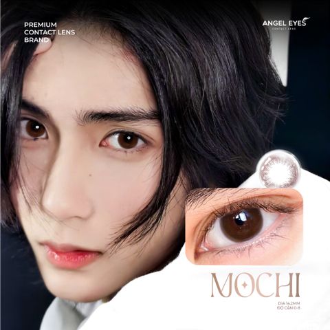 Kính áp tròng nâu Mochi Brown Angel Eyes - Độ cận từ 0.00 đến 8.00, hoàn hảo cho học sinh, cô dâu, phong cách tự nhiên, nhẹ nhàng.
