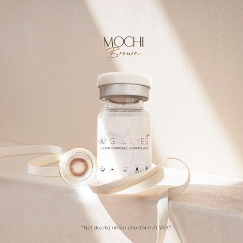 Kính áp tròng nâu Mochi Brown Angel Eyes - Độ cận từ 0.00 đến 8.00, hoàn hảo cho học sinh, cô dâu, phong cách tự nhiên, nhẹ nhàng.