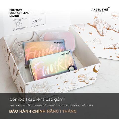 Kính áp tròng xám tây Angel Eyes Funkie - Độ cận 0-8, Kích thước 12.8mm, Lens tự nhiên thoải mái, thời trang cho mắt bạn