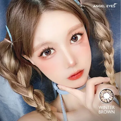 Lens giãn tròng nâu Winter - Nhãn hiệu Angel Eyes - Không độ cận - Đường kính 14.5mm