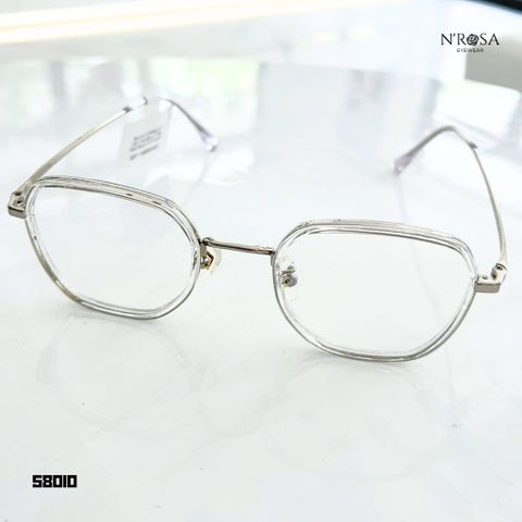 Gọng Kính Cận N’ROSA Kim Loại Phối Nhựa - Form Đa Giác/Ngũ Giác Thời Trang, Thiết Kế Cá Tính, Phù Hợp Với Mọi Trang Phục