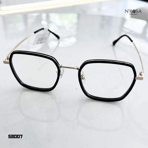 Gọng Kính Cận N’ROSA Kim Loại Phối Nhựa - Form Đa Giác/Ngũ Giác Thời Trang, Thiết Kế Cá Tính, Phù Hợp Với Mọi Trang Phục
