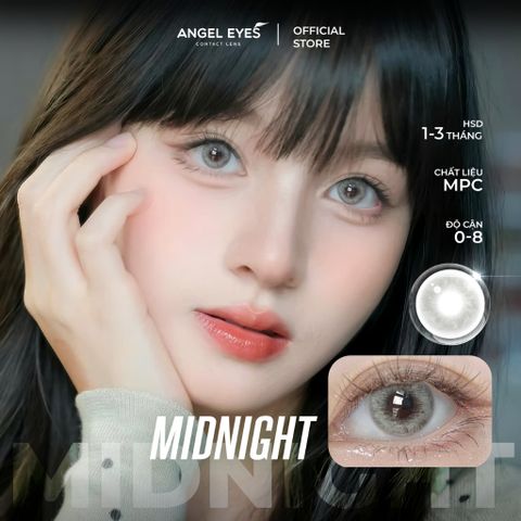 Kính Áp Tròng Xám Midnight - Độ Cận 0-8, Chất Liệu MPC, Thời Trang Tự Nhiên, An Toàn Cho Mắt, Thời Gian Đeo 12h/ngày - Angel Eyes